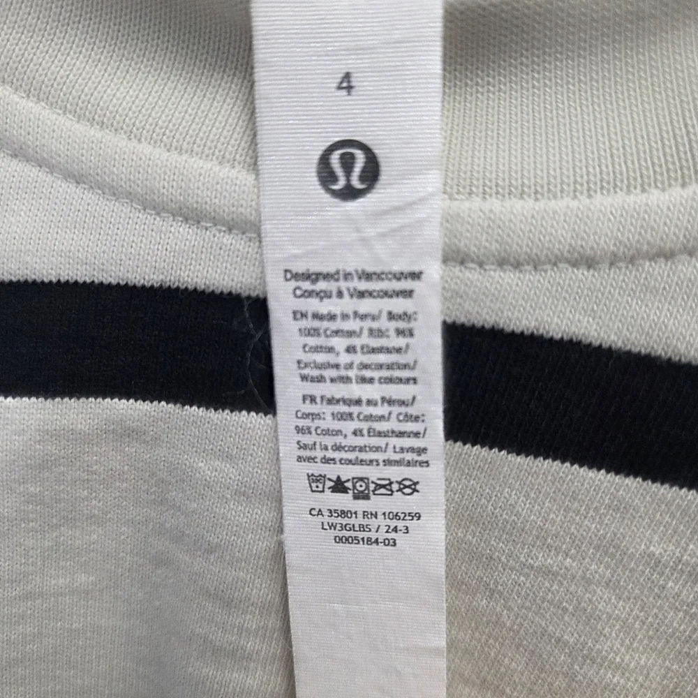 Lululemon Perfectly Oversized Cropped Crew Women’s Size 4 Striped Sweatshirt - Picture 5 of 5